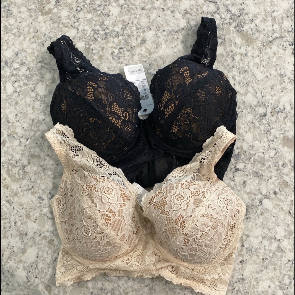 Never Been Worn! Intimissimi Lace Bralettes- Nude and Black- Size 34D